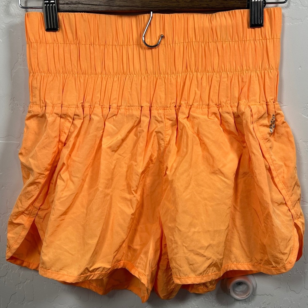 FP Movement The Way Home Shorts Orange High Rise Smocked Athletic Running Small